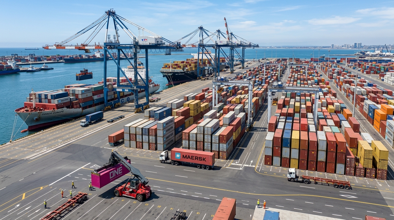 Global container export logistics